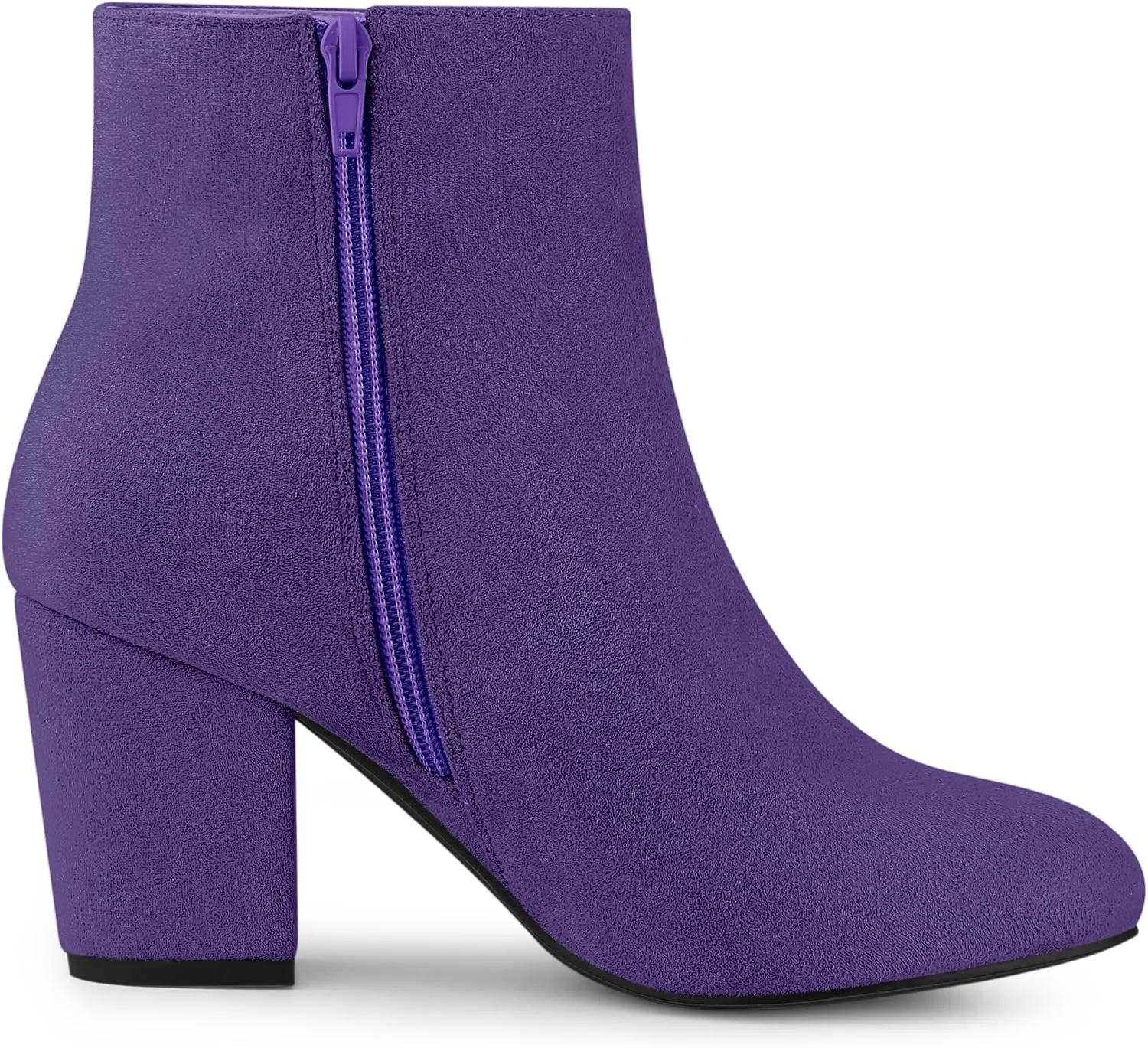 Allegra K Women's Round Toe Side Zip Chunky Heel Ankle Boots