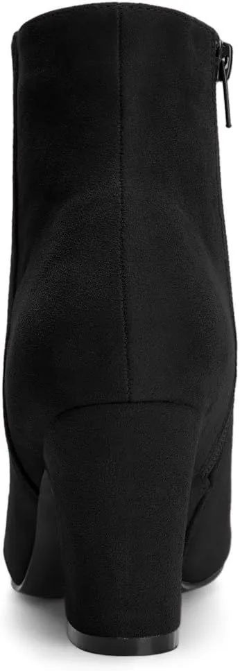 Allegra K Women's Round Toe Side Zip Chunky Heel Ankle Boots