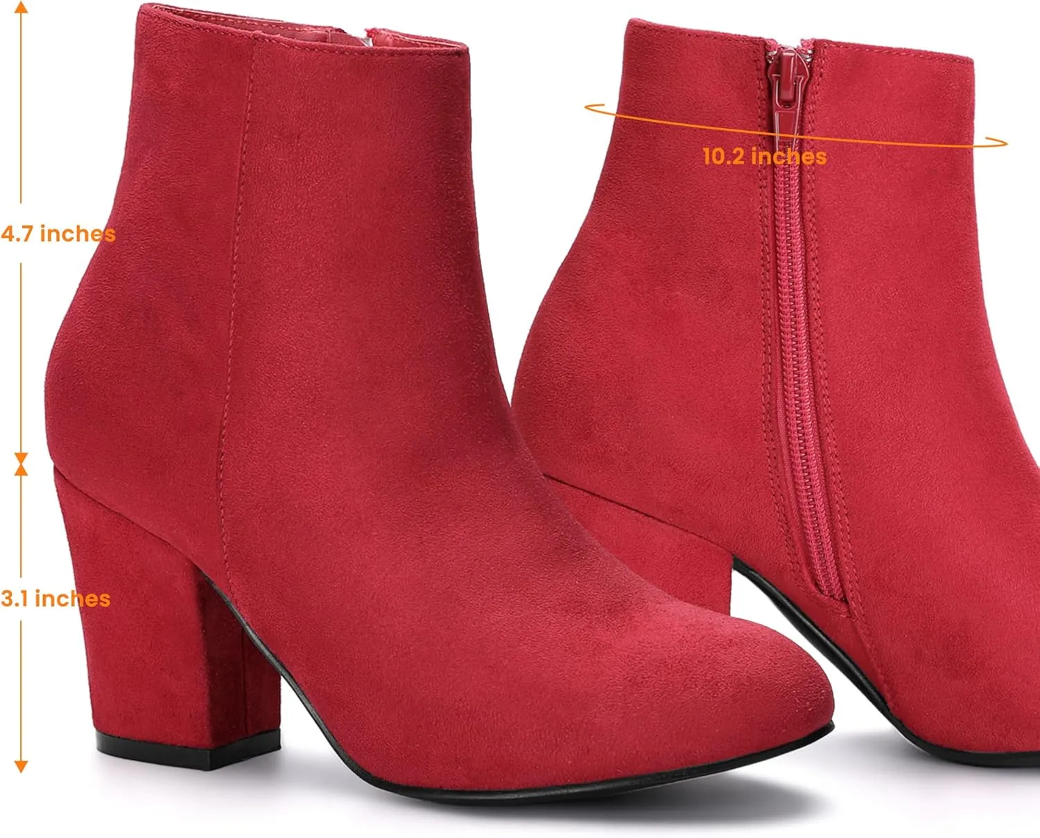 Allegra K Women's Round Toe Side Zip Chunky Heel Ankle Boots