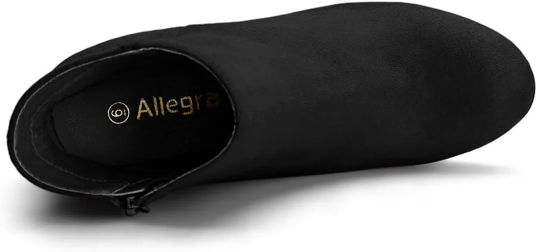 Allegra K Women's Round Toe Side Zip Chunky Heel Ankle Boots