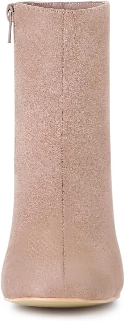 Allegra K Women's Round Toe Side Zip Chunky Heel Ankle Boots