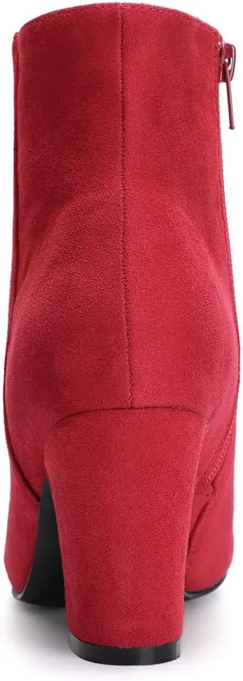 Allegra K Women's Round Toe Side Zip Chunky Heel Ankle Boots