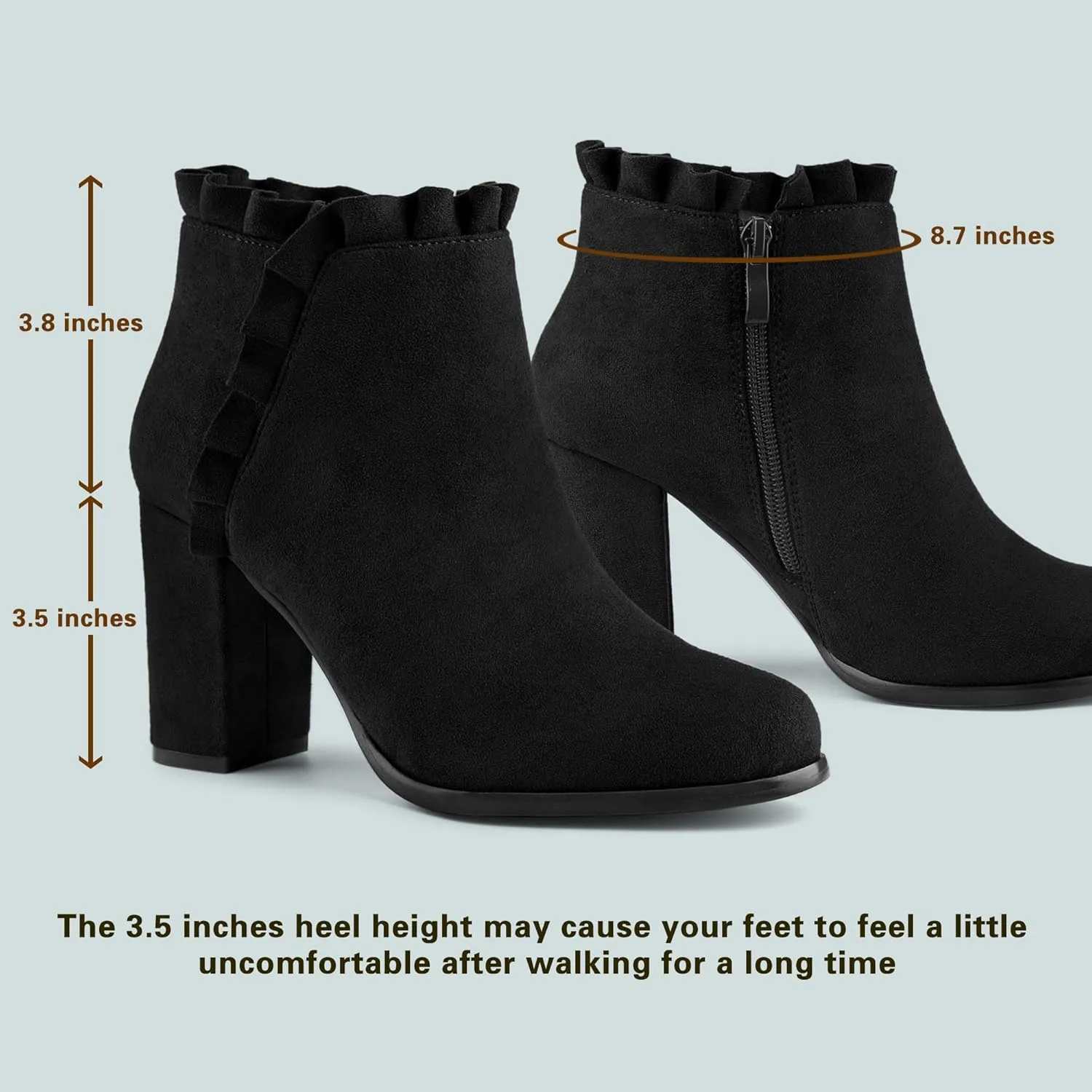 Allegra K Women's Ruffle Block Heel Ankle Boots