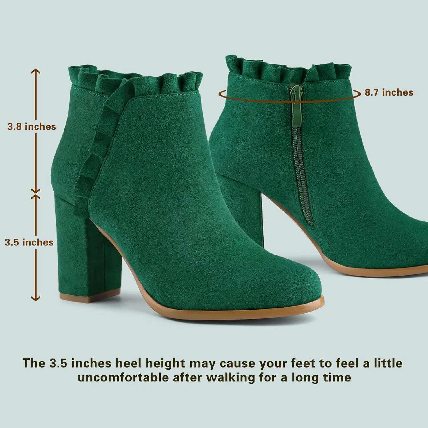 Allegra K Women's Ruffle Block Heel Ankle Boots