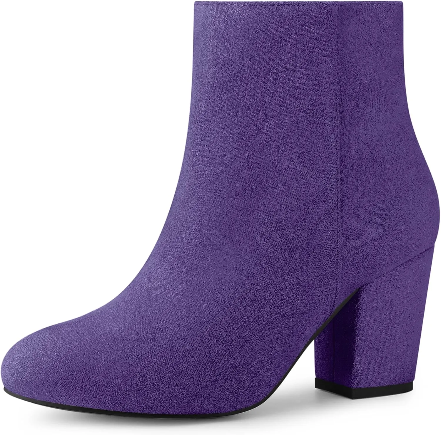 Allegra K Women's Side Zip Chunky Heel Ankle Boots Purple Ankle Boots 5.5 M US