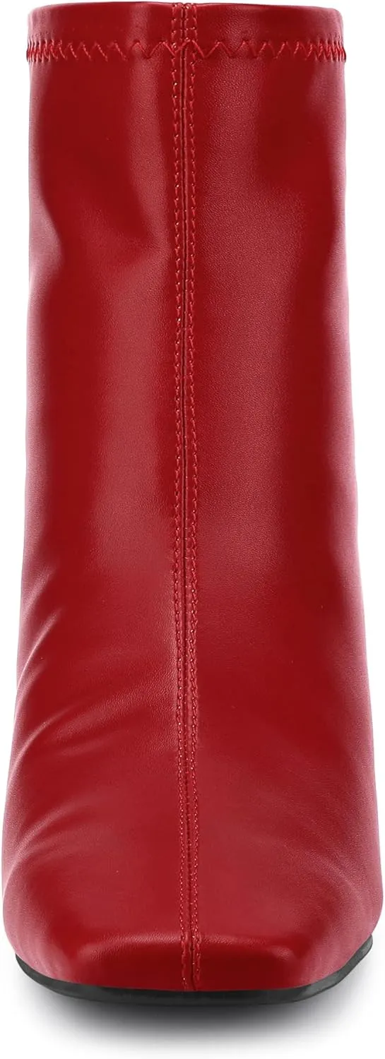 Allegra K Women's Square Toe Block Heels Ankle Boots