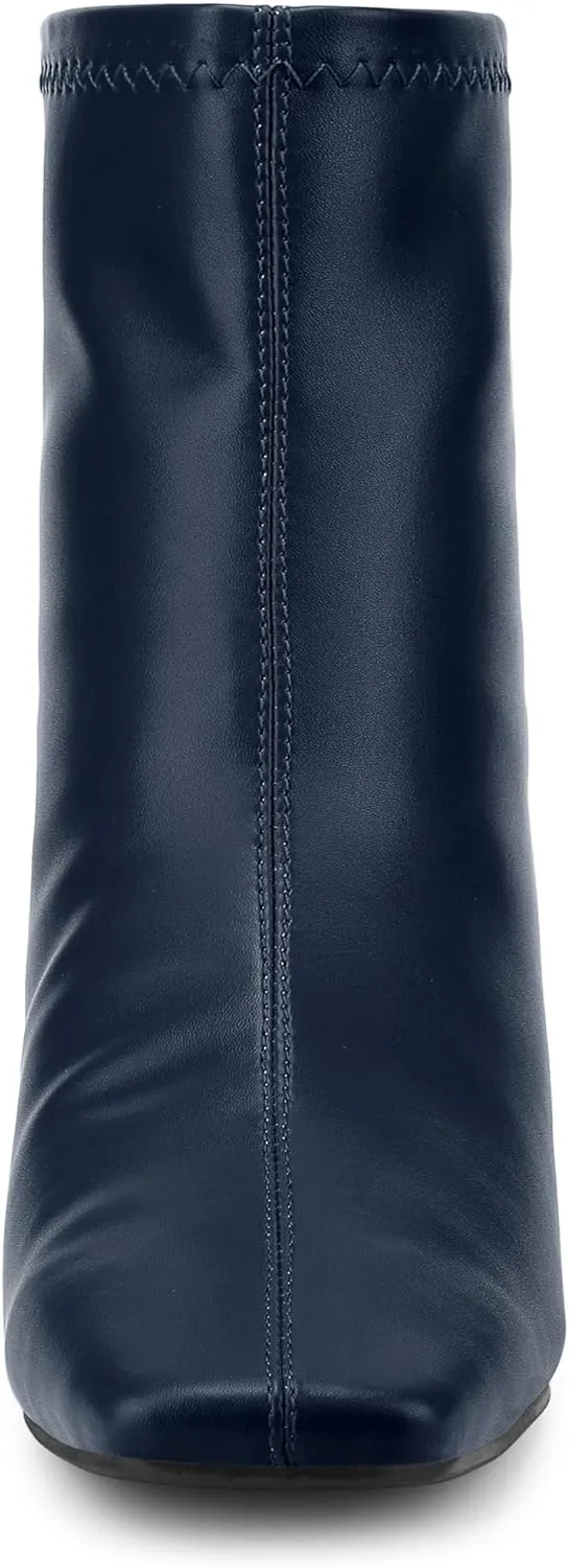 Allegra K Women's Square Toe Block Heels Ankle Boots