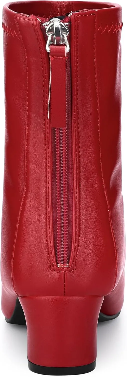 Allegra K Women's Square Toe Block Heels Ankle Boots