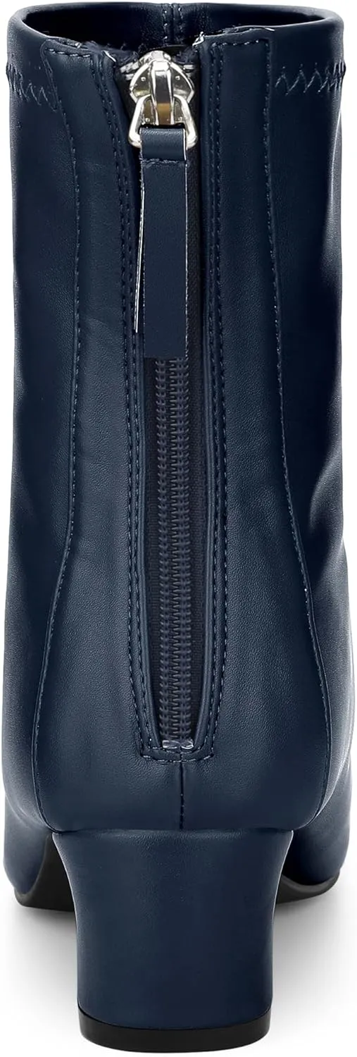 Allegra K Women's Square Toe Block Heels Ankle Boots