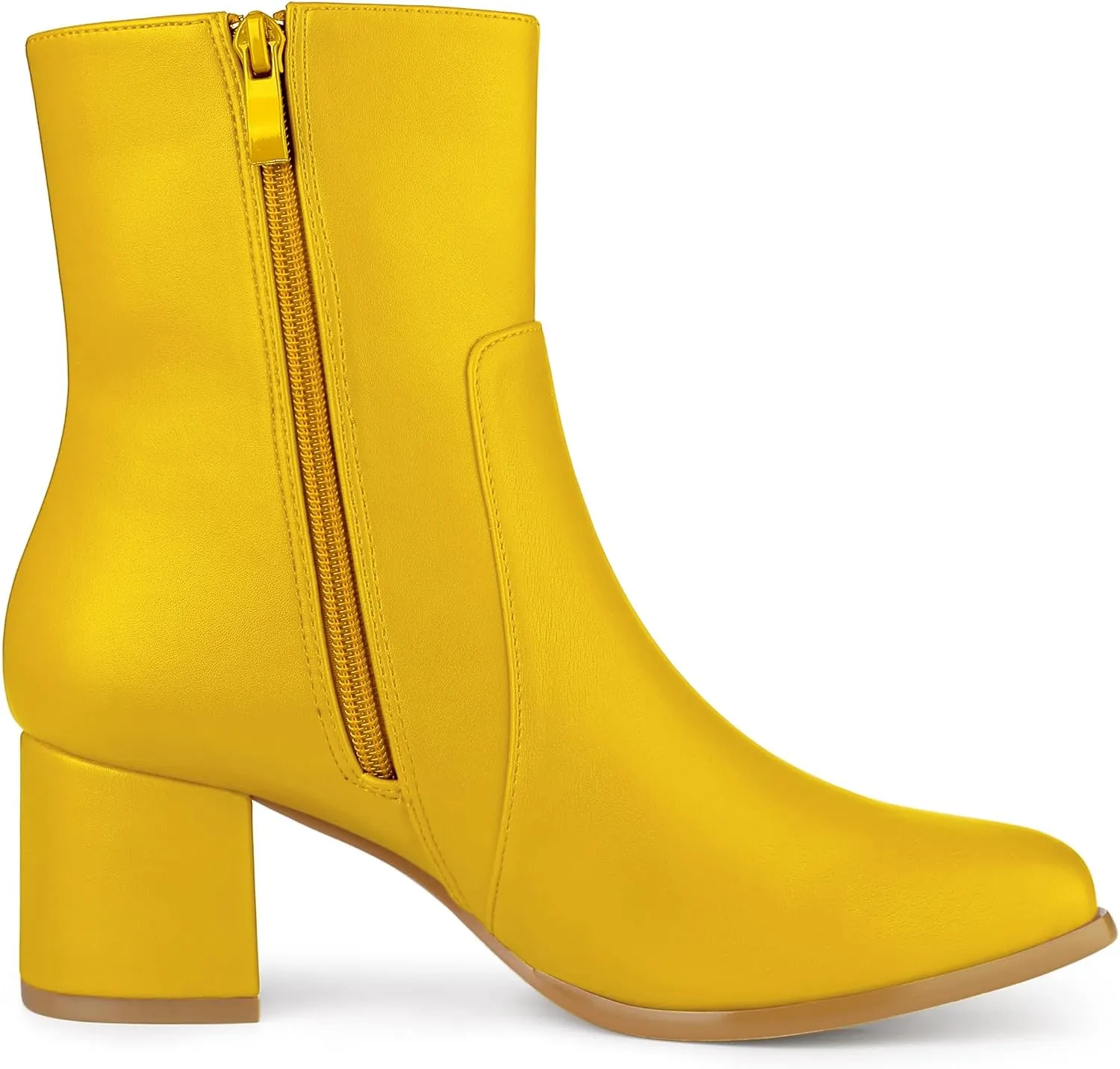 Allegra K Women's Square Toe Side Zip Block Heel Ankle Boots