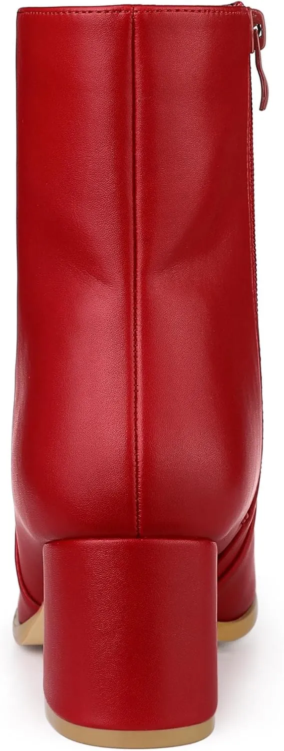 Allegra K Women's Square Toe Side Zip Block Heel Ankle Boots