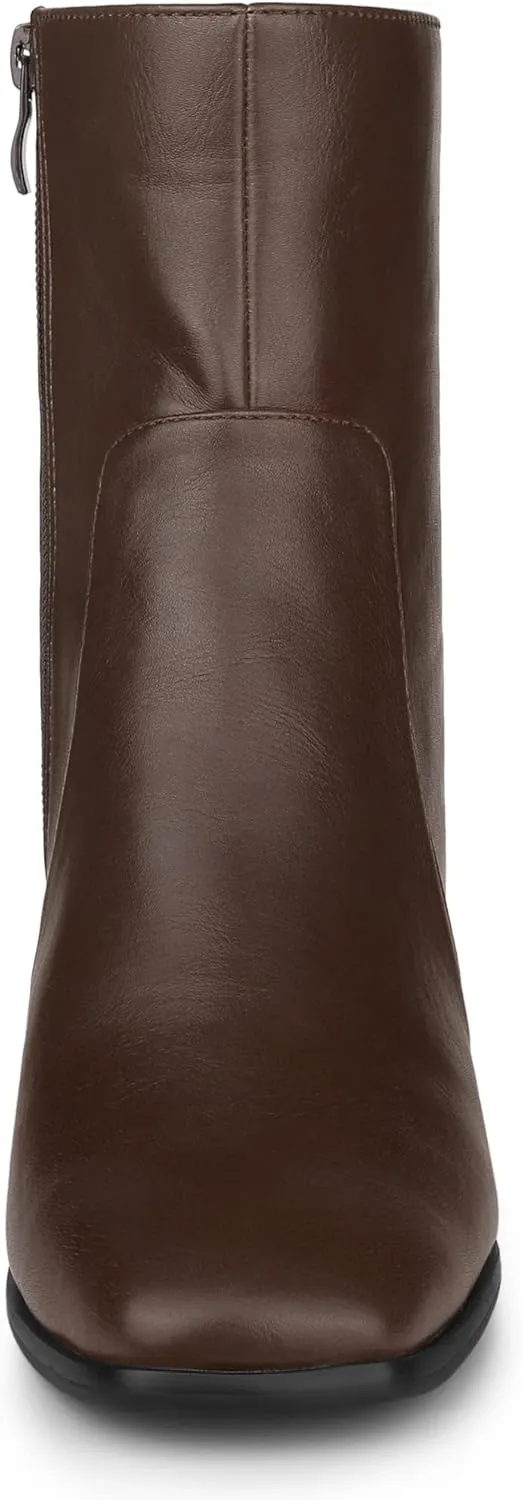 Allegra K Women's Square Toe Side Zip Block Heel Ankle Boots