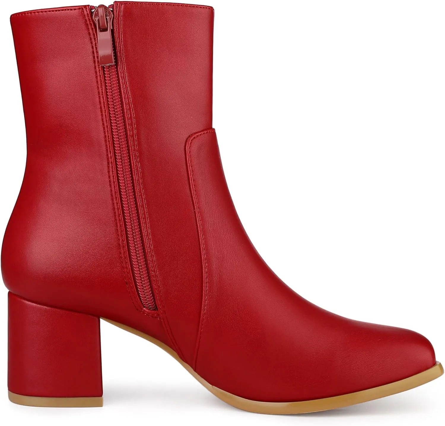 Allegra K Women's Square Toe Side Zip Block Heel Ankle Boots