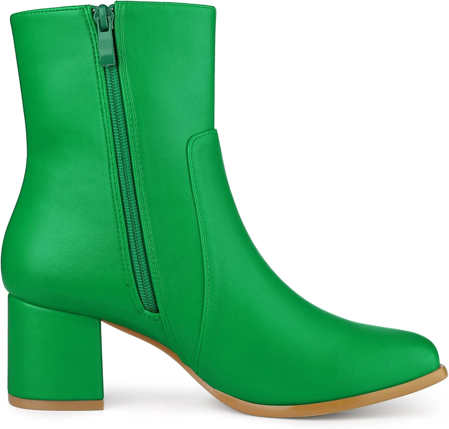 Allegra K Women's Square Toe Side Zip Block Heel Ankle Boots