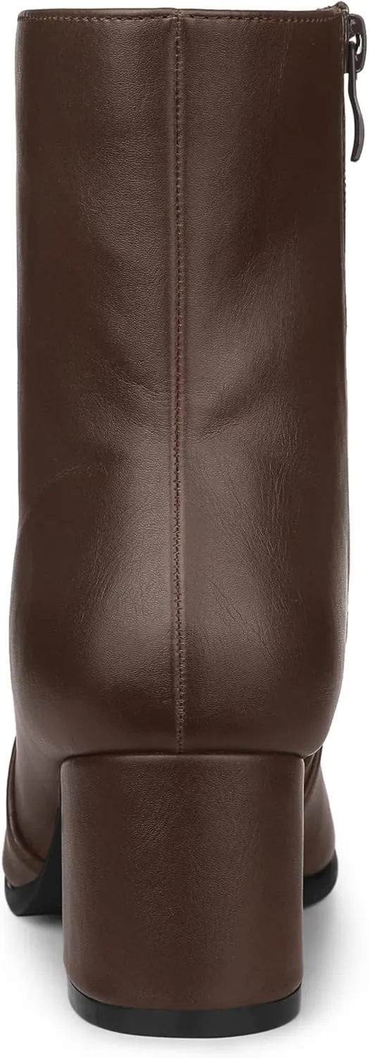 Allegra K Women's Square Toe Side Zip Block Heel Ankle Boots