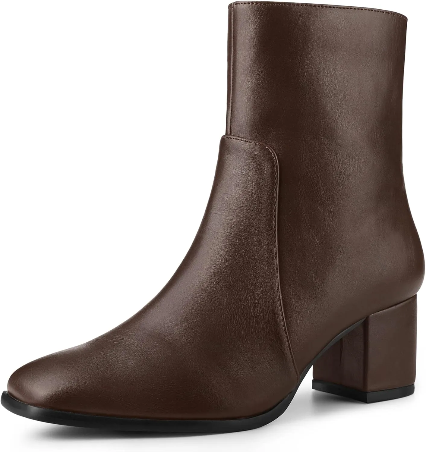 Allegra K Women's Square Toe Side Zip Block Heel Ankle Boots