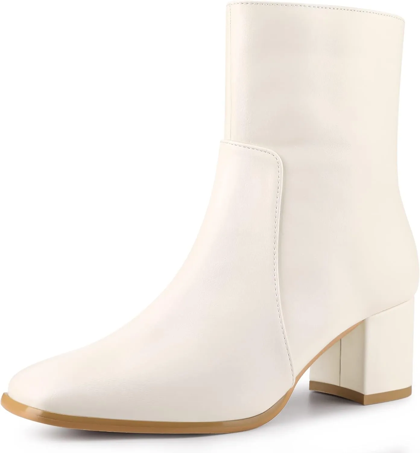 Allegra K Women's Square Toe Side Zip Block Heel Ankle Boots