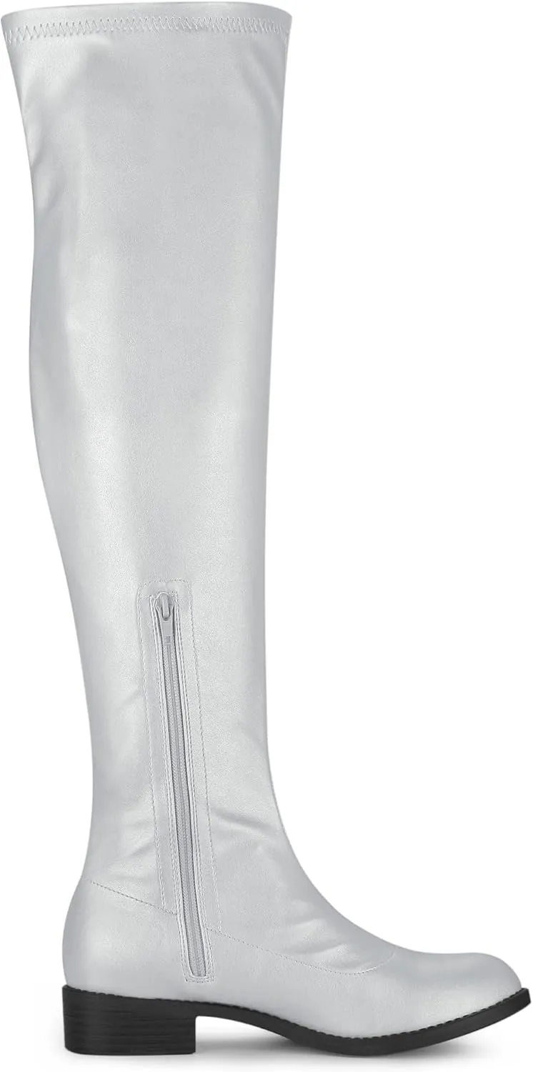 Allegra K Women's Thigh High Boots Low Block Heel Fashion Over the Knee High Boots