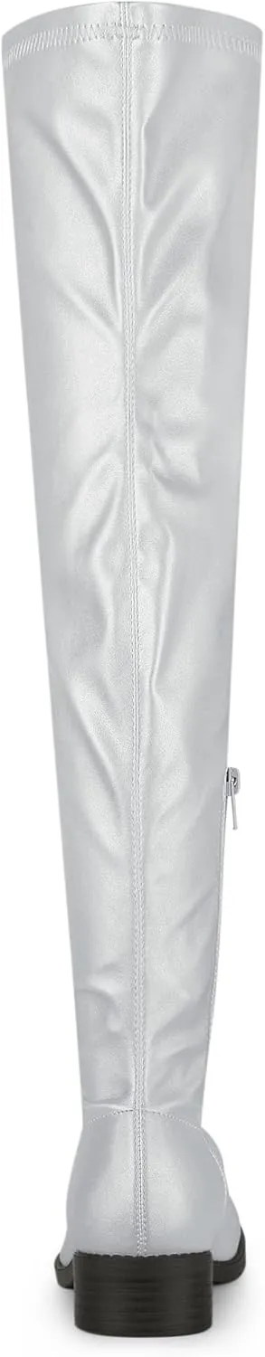 Allegra K Women's Thigh High Boots Low Block Heel Fashion Over the Knee High Boots