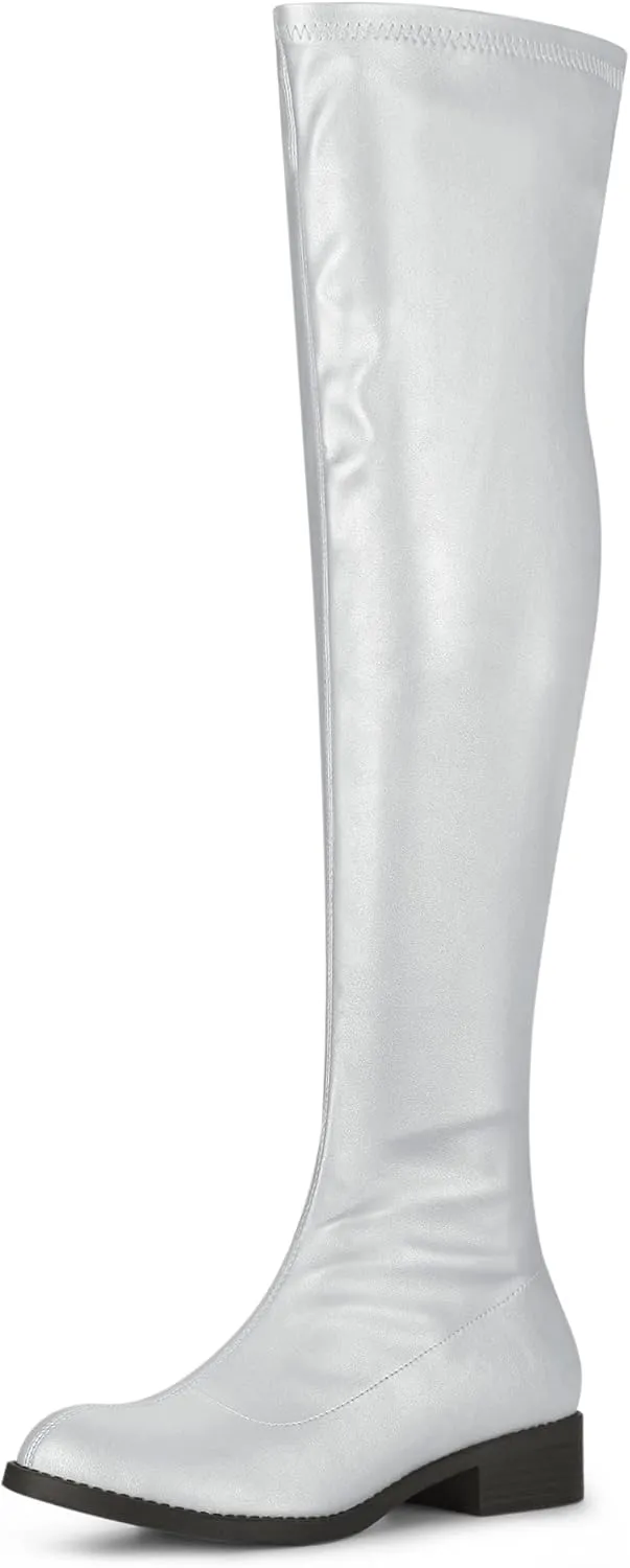 Allegra K Women's Thigh High Boots Low Block Heel Fashion Over the Knee High Boots