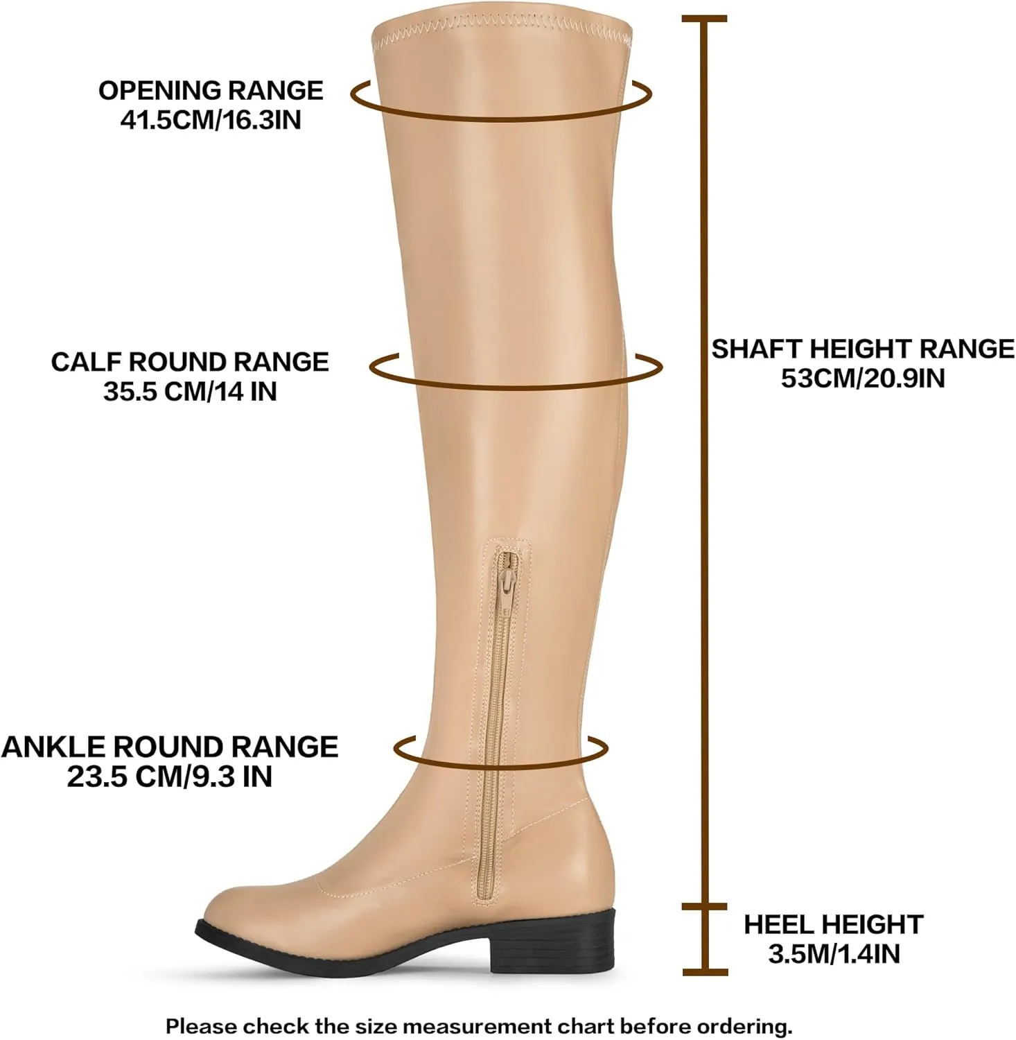 Allegra K Women's Thigh High Boots Low Block Heel Fashion Over the Knee High Boots