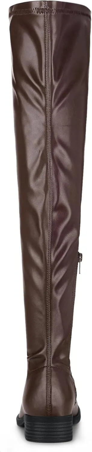 Allegra K Women's Thigh High Boots Low Block Heel Fashion Over the Knee High Boots