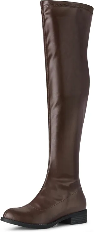 Allegra K Women's Thigh High Boots Low Block Heel Fashion Over the Knee High Boots