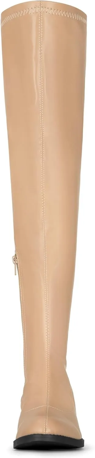 Allegra K Women's Thigh High Boots Low Block Heel Fashion Over the Knee High Boots