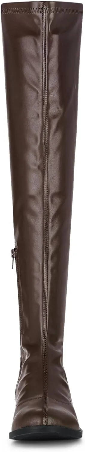 Allegra K Women's Thigh High Boots Low Block Heel Fashion Over the Knee High Boots