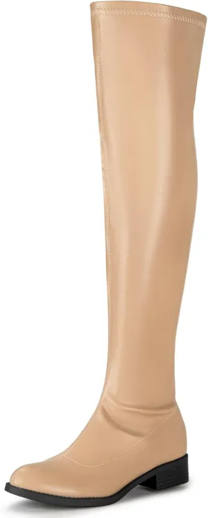 Allegra K Women's Thigh High Boots Low Block Heel Fashion Over the Knee High Boots