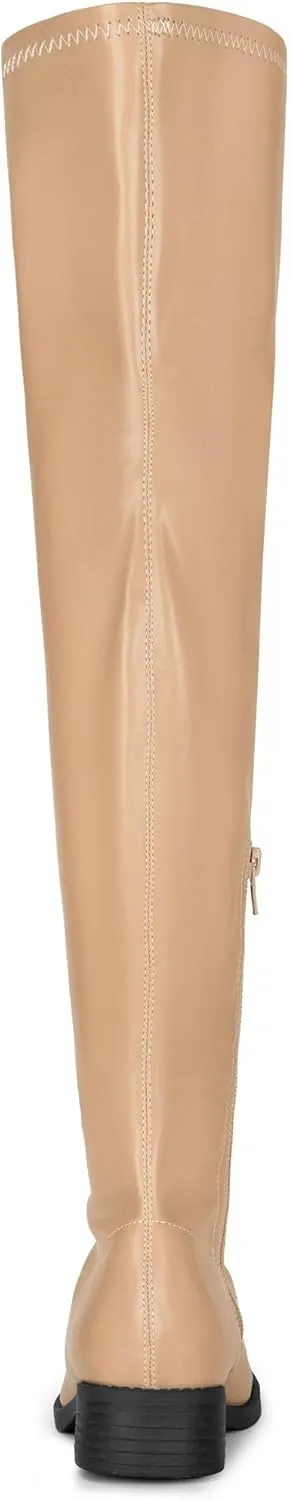 Allegra K Women's Thigh High Boots Low Block Heel Fashion Over the Knee High Boots