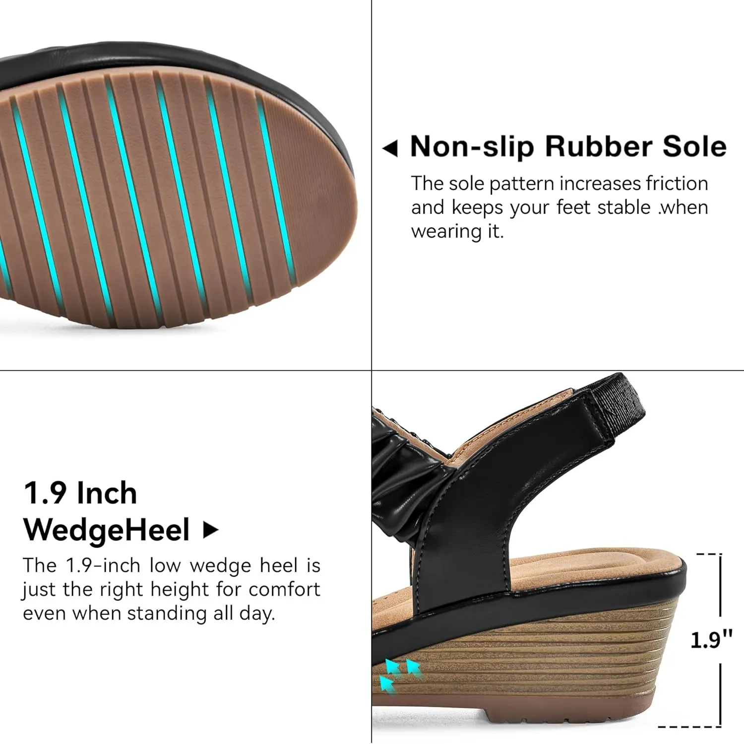 Almusen Womens Wedge Sandals Dressy: Comfortable Elastic Ankle Strap Summer Low Heel Work Sandals for Women Fashion Cross Band Wedding Shoes
