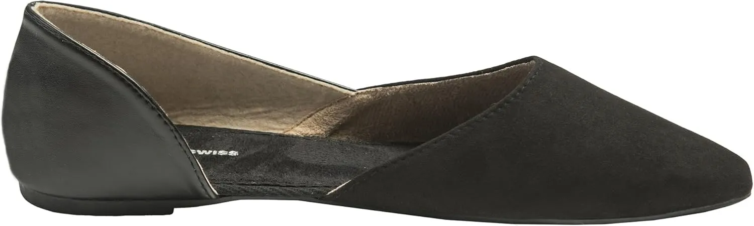 Alpine Swiss Anya Womens D’Orsay Pointed Toe Ballet Flats Dressy Slip On Comfortable Shoes