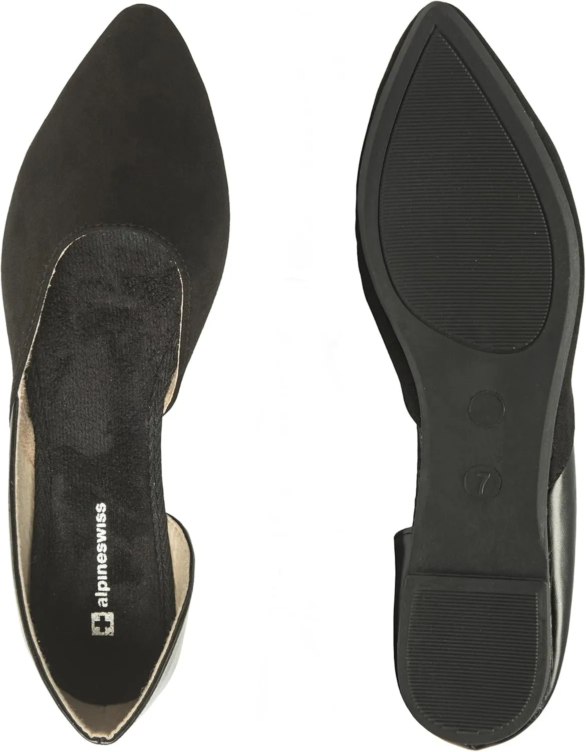 Alpine Swiss Anya Womens D’Orsay Pointed Toe Ballet Flats Dressy Slip On Comfortable Shoes