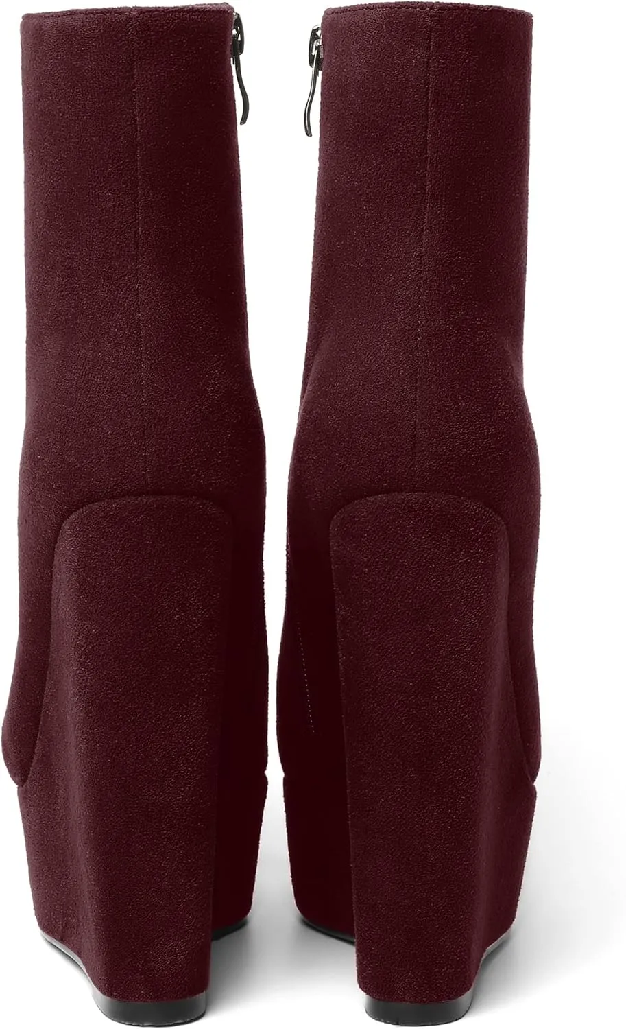 AMBELIGHT Womens Night Club Suede Round Toe Fashion Booties Platform Zip Wedge High Heel Ankle High Boots 6 Inch
