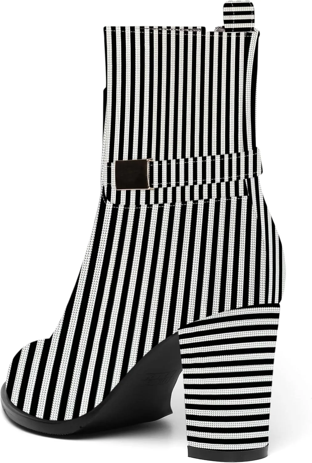 AMBELIGHT Womens Patent Zip Dress Boots Casual Round Toe Chunky High Heel Ankle High Boots 3.3 Inch