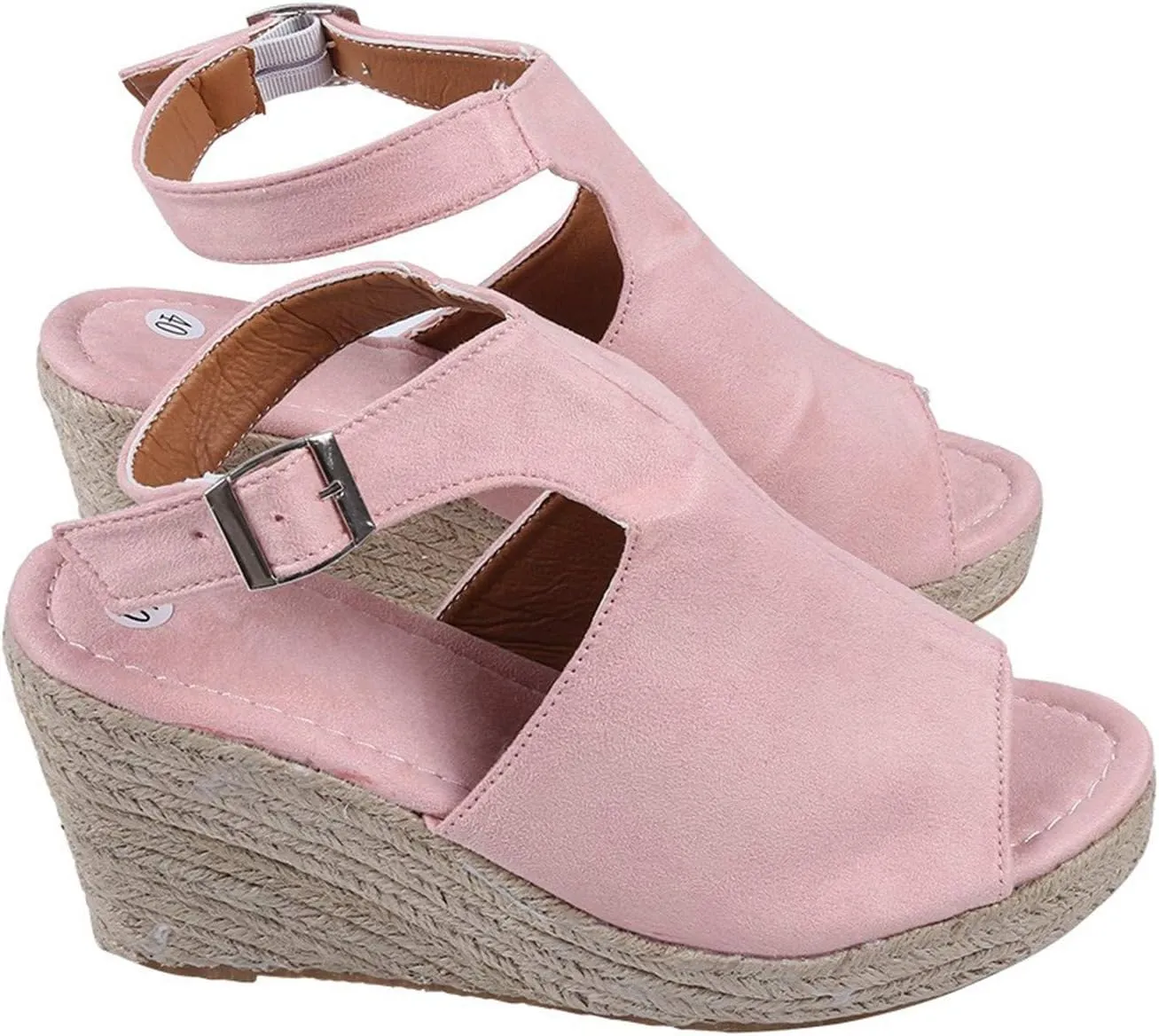 Aniywn Women's Peep Toe Wedge Sandals Ankle Strappy Espadrille Platform Wedge Sandals Summer Slingback Sandals