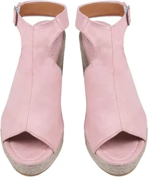 Aniywn Women's Peep Toe Wedge Sandals Ankle Strappy Espadrille Platform Wedge Sandals Summer Slingback Sandals