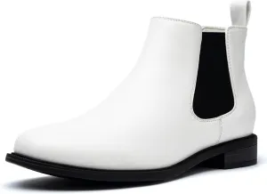 ANJOUFEMME Womens Fall Flat Chelsea Boots, Classic Comfortable Short Ankle Boots, Fashion Dress Booties