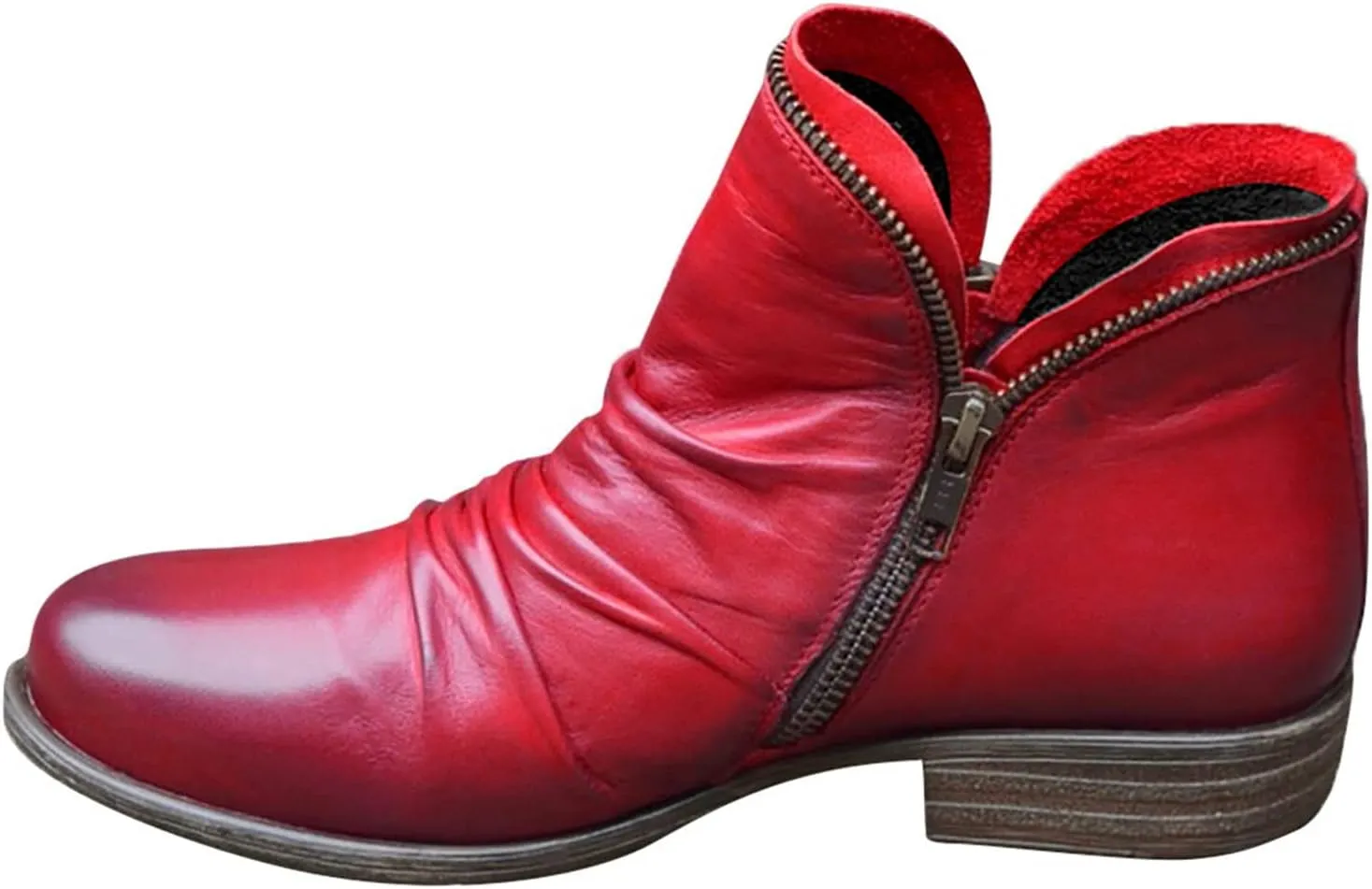 Ankle Boots for Women Arch Support Womens Low Heel Fashion Lace Up Zipper Booties Casual Walking Short Bootie