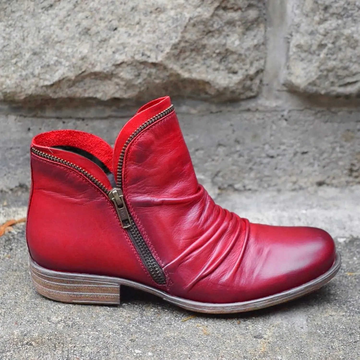 Ankle Boots for Women Arch Support Womens Low Heel Fashion Lace Up Zipper Booties Casual Walking Short Bootie