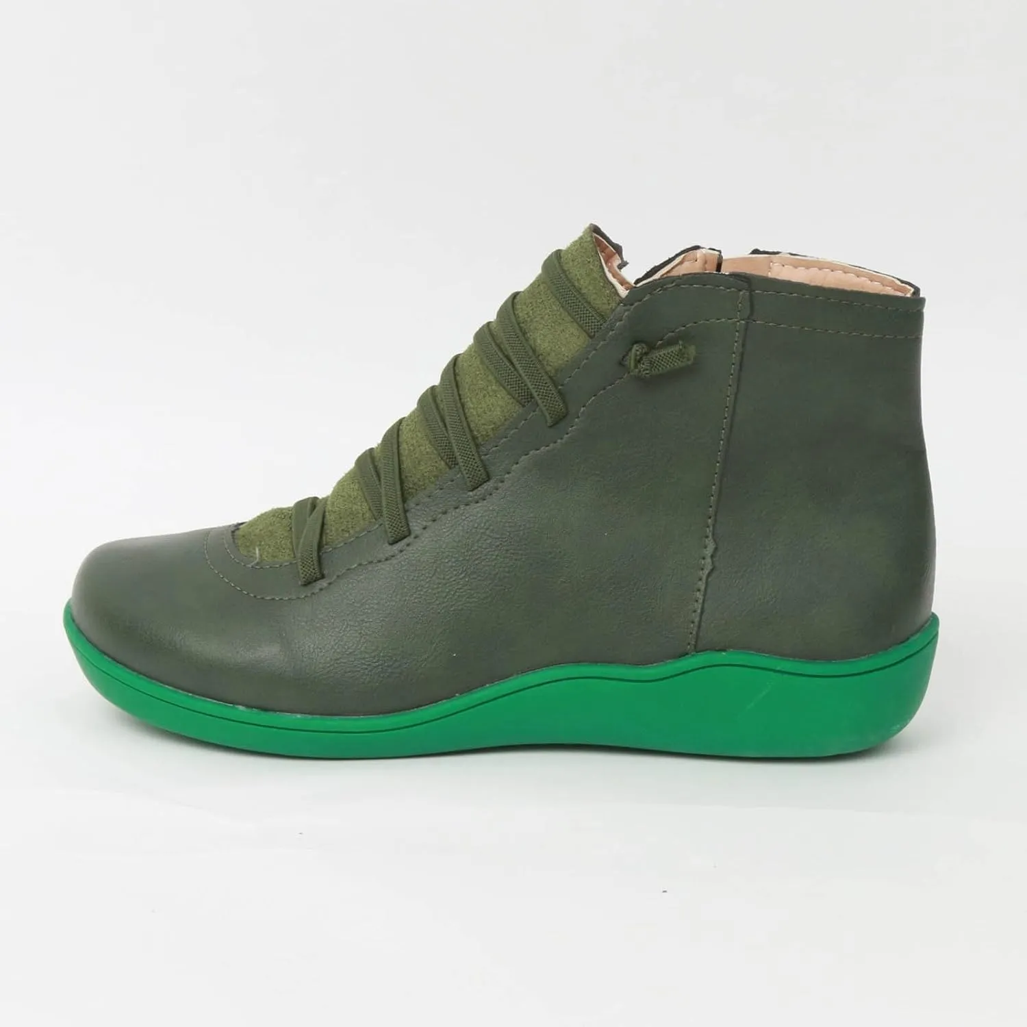 Ankle Boots for Women Arch Support,Womens Low Heel Fashion Lace Up Zipper Booties Casual Walking Short Cowboy Boots Slip On Bootie for Women Ladies Sneaker Outdoor Flat Orthopedic Shoes