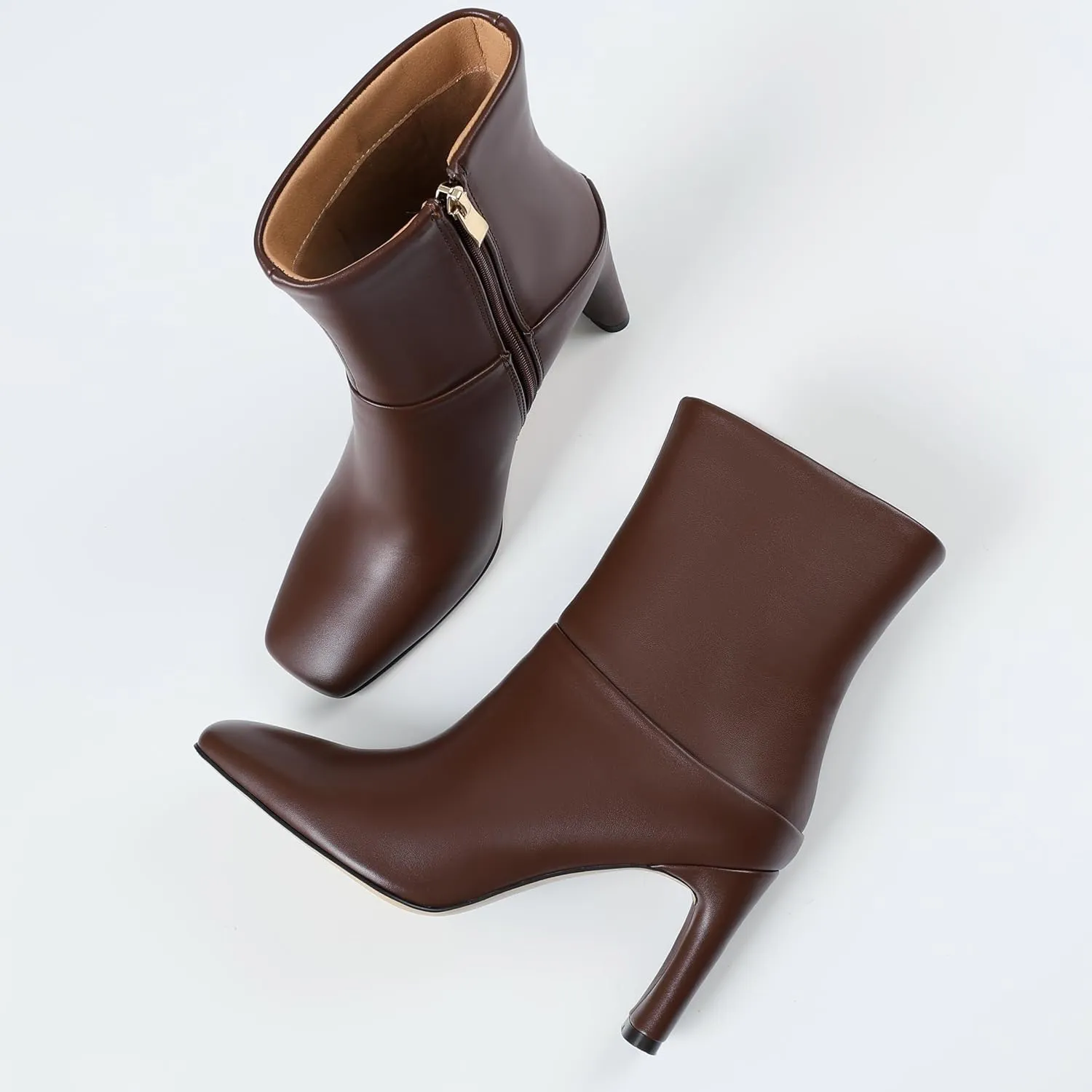 Ankle Boots for Women Square Toe Short Boots Side Zipper Low Heel Ankle Booties Fashion Comfort Dressy Lady Shoes