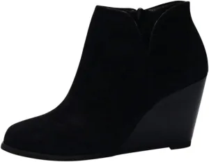 Ankle Boots for Women Stacked Chunky High Heel Short Ankle Booties Cut Out Vintage Slip on Leather Round Toe Non Slip Women's Boots Short Fall Winter Booties