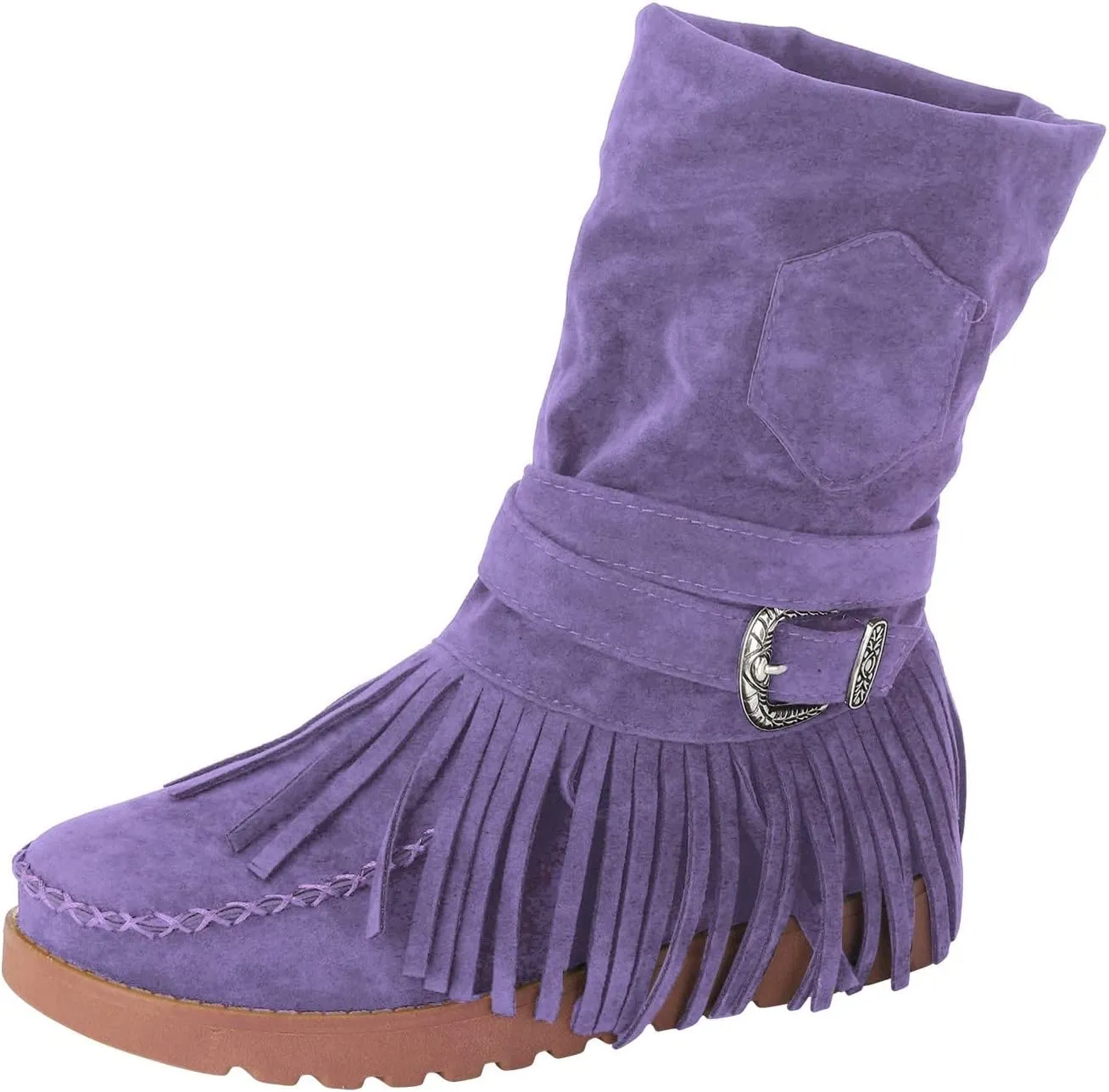 Ankle Boots for Women Womens Fall Boots Casual Fashion Retro Toe Short Women's Fringe Boots Round Flat Women's Boots