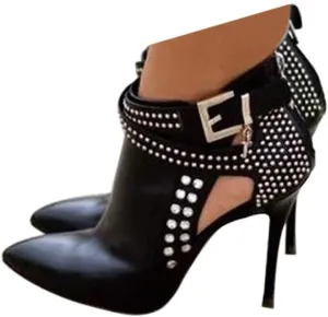 Ankle Boots for Women,Bare Legged Pointed Women's Boots, Rhinestone Booties Black Sexy Stiletto With High Heel