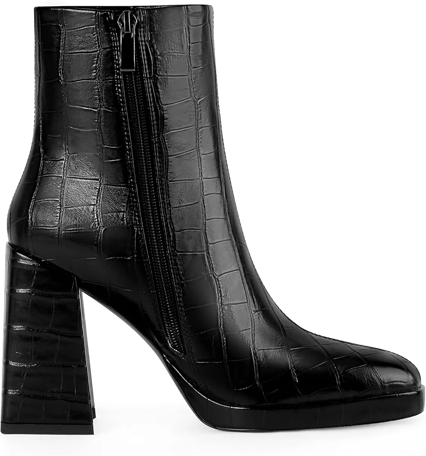 ANN CREEK Women's Ankle Boots Chunky Heel Booties Side Zipper Square Toe High Heel Casual Boots