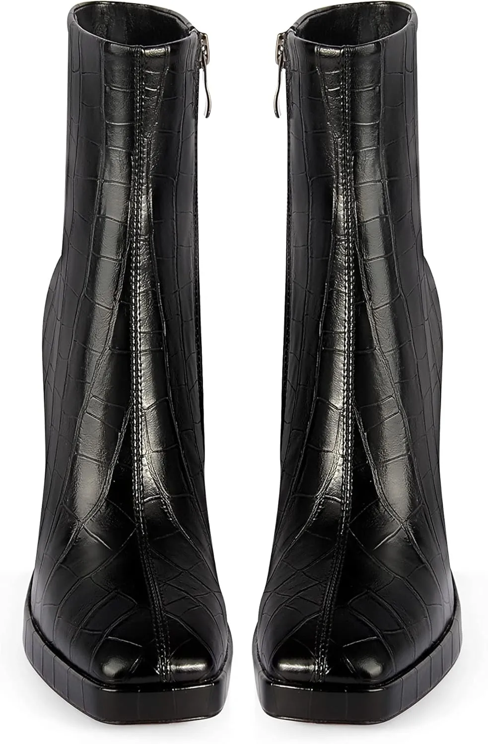 ANN CREEK Women's Ankle Boots Chunky Heel Booties Side Zipper Square Toe High Heel Casual Boots