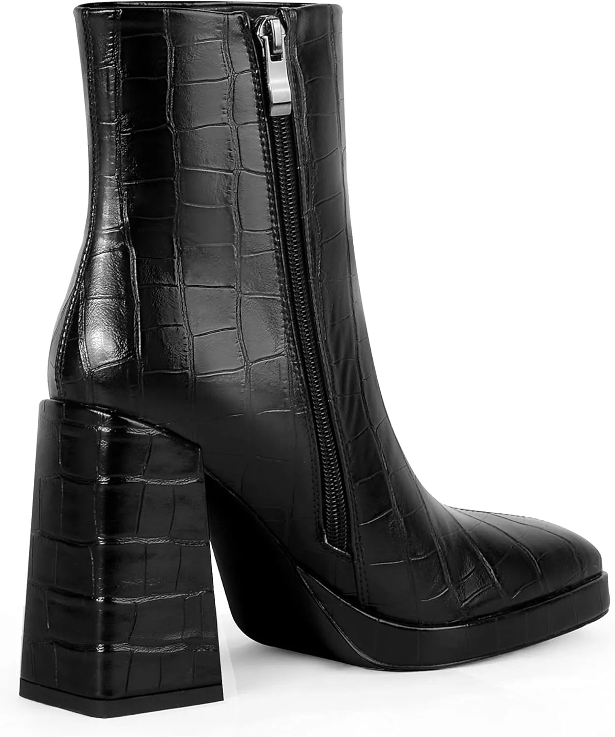 ANN CREEK Women's Ankle Boots Chunky Heel Booties Side Zipper Square Toe High Heel Casual Boots