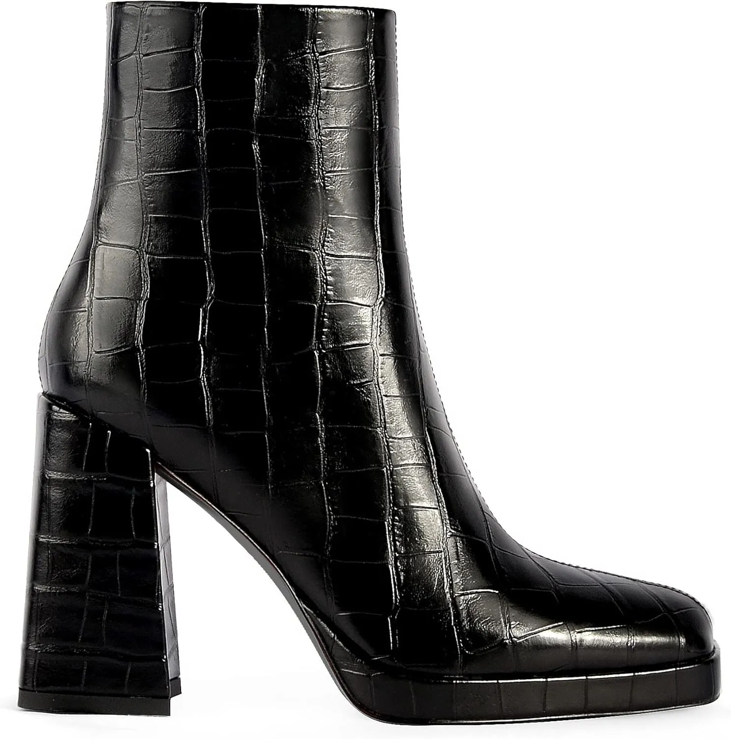ANN CREEK Women's Ankle Boots Chunky Heel Booties Side Zipper Square Toe High Heel Casual Boots